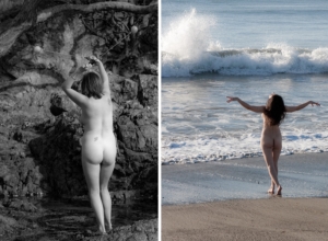 nude art photography ocean waves beach poi